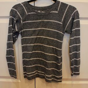 Girl's Poof Gray and White Striped Long Sleeve